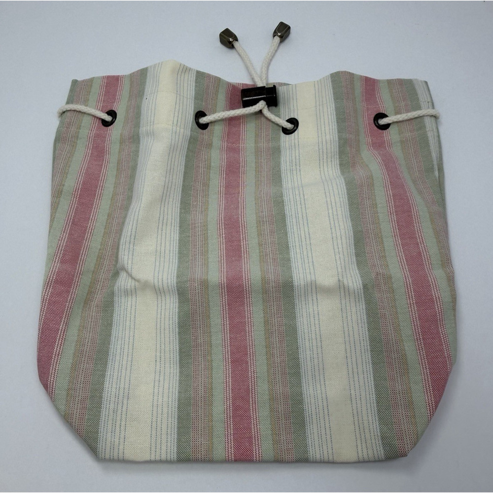 Longaberger Small Tote Liner Cabana Strip with Sand Dollar Tie-On - Picture 4 of 4